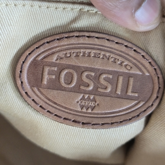 Fossil Zoey Leather Tote Shoulder HandBag Tan Brown Women Large Logo - Picture 12 of 15